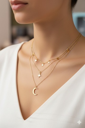 ArsEmi Bijoux Yıldızlı ve Hilal Figürlü Kolye