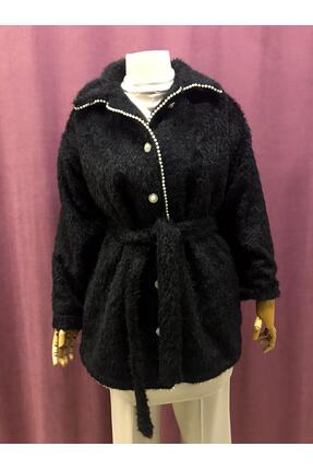 SİBELGİYİM İNCİ DETAY SAKALLI KUŞAKLI KÜRK