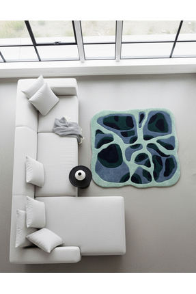 Ruhe Studio Aqua Maze El Yapımı Tufting Halı Ayna Önü Kapı Önü Paspası