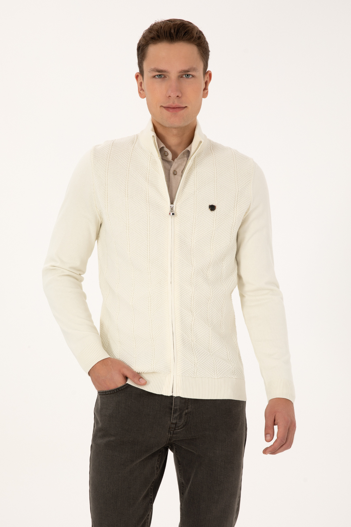 یو اس پولو ژاکت بافتنی مردانه کرم رنگ ۵۰۳۱۵۰۲۴-VR۲۵۶