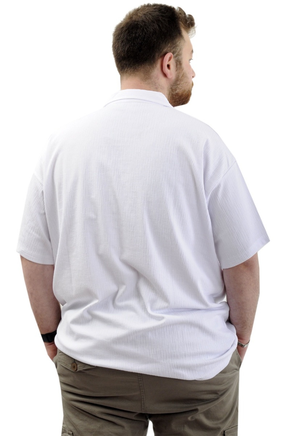 ModeXL Mode XL Büyük Beden Erkek Gömlek Apas Yaka JAKAR U24380 Beyaz görsel 4