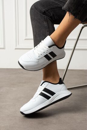 galya shoes Beyaz Siyah-Kadın Sneaker Günlük Ayakkabı