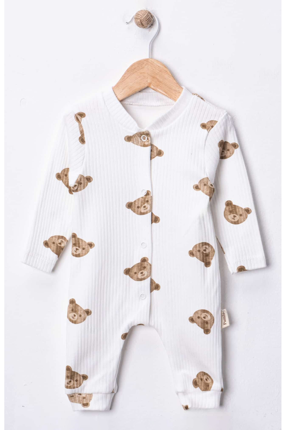 Noone 3'lü Paket Ayıcık Desenli Fitilli (Kaşkorse) %100 Pamuklu Bebek Tulum Seti fotoğrafı 7 (önizleme)