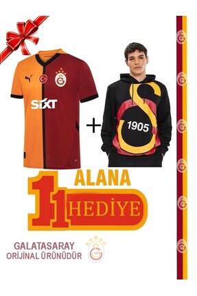 Galatasaray Orijinal Büyük Logolu Sweat Parçalı İç Saha Forma Hediyeli