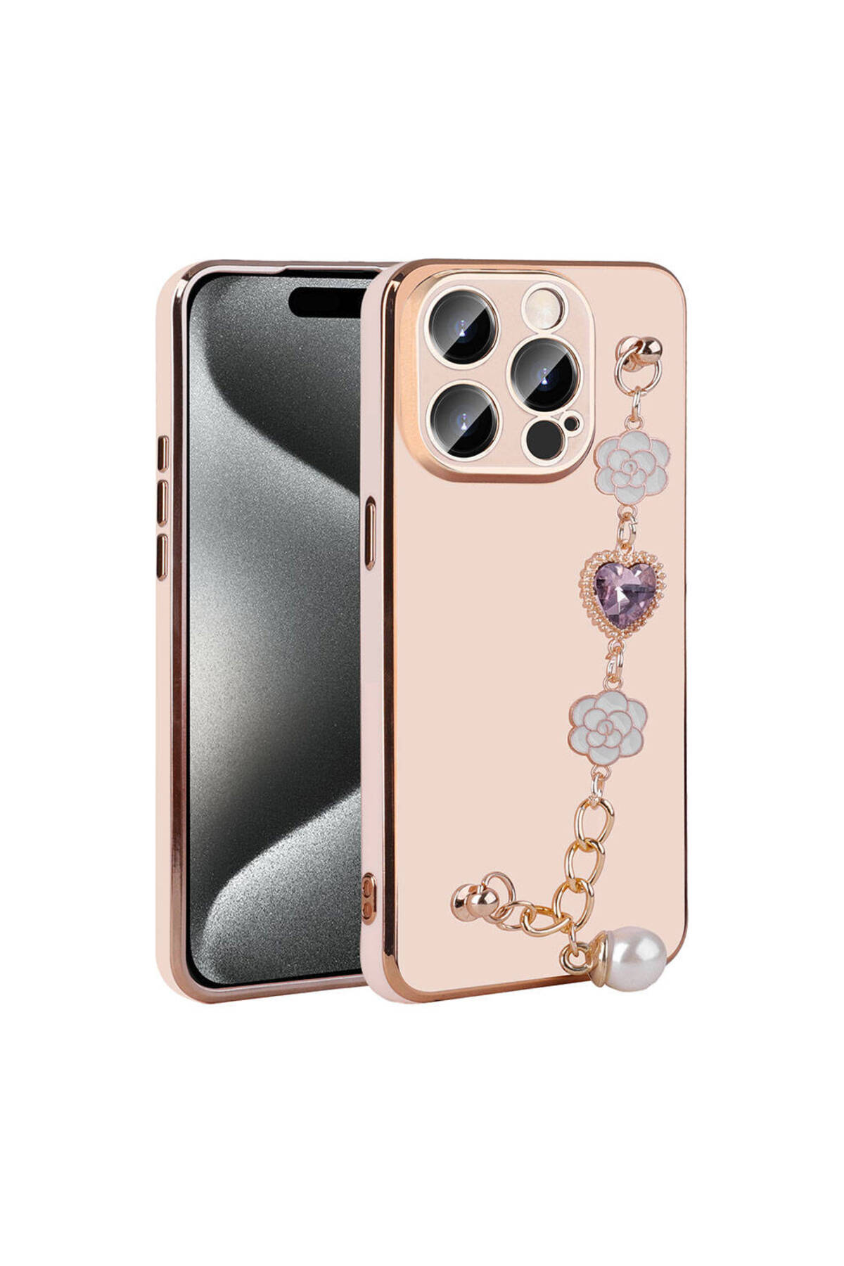 iPhone 15 Pro OYO El Tutamaçlı Kamera Korumalı OYO Taka Silikon Kılıf-Pembe