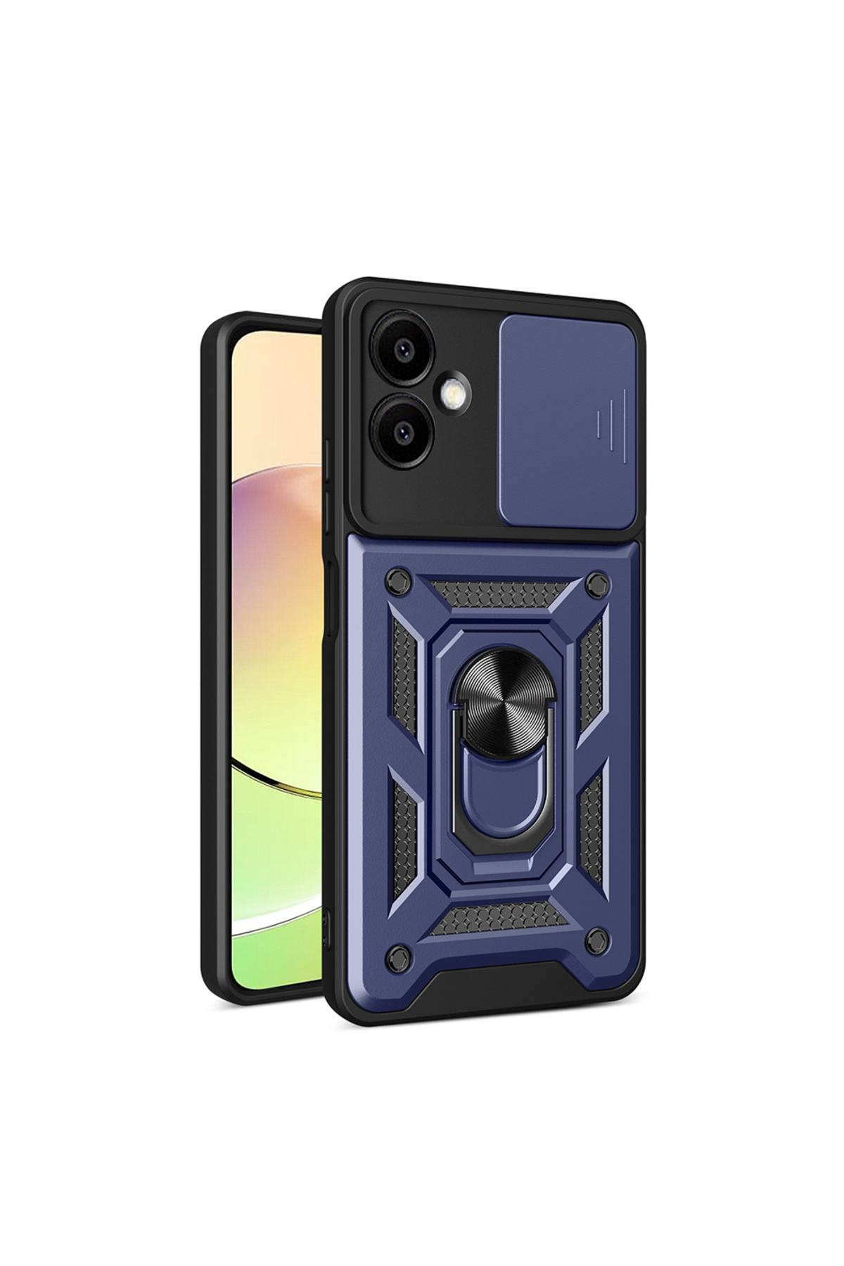 Galaxy A06 Uyumlu Magnetik Standlı Kamera Korumalı OYO Sürgülü Vega Kapak-Mavi