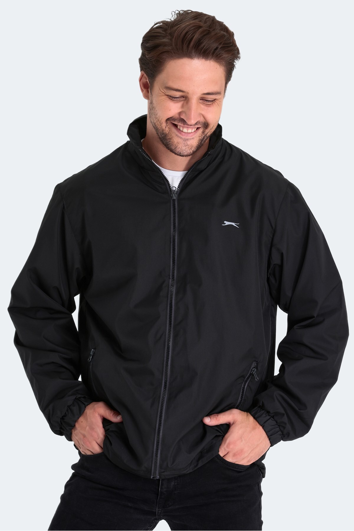 Slazenger Suya Dayanıklı Rahat Erkek Siyah Yağmurluk Rüzgarlık Siyah — مشکی sf-02-02-0214