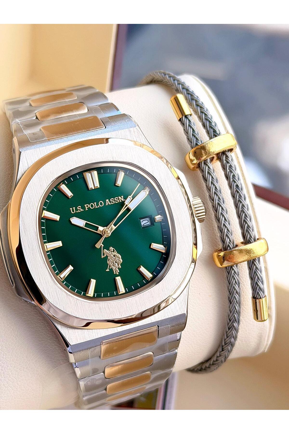 یو اس پولو ساعت مردانه U.S. Polo Assn با قاب و بند استیل، 2 سال گارانتی، مقاوم در برابر آب تا عمق 3 اتمسفر، مدل E.PA1150-04