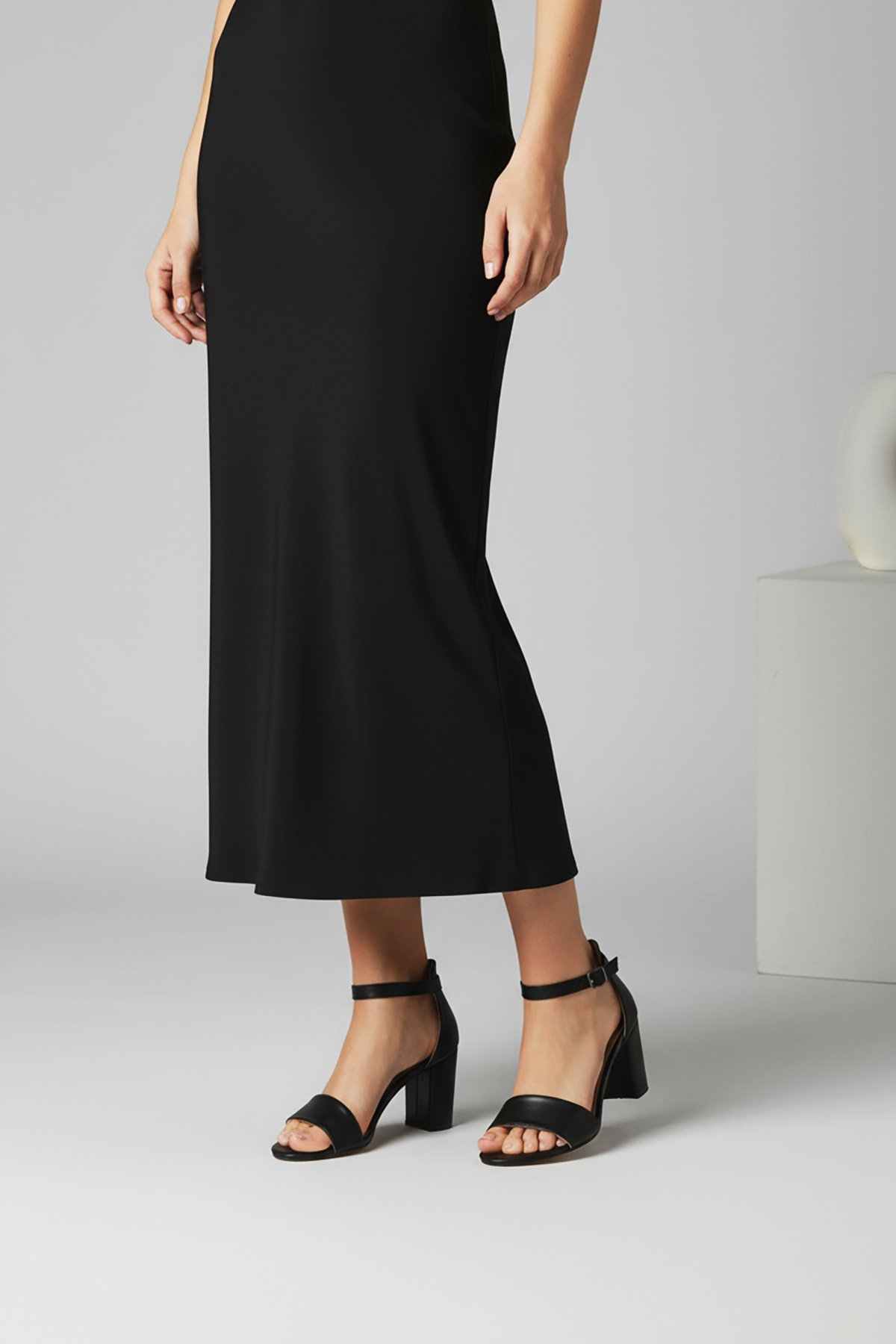 Modaarmada  Siyah tek bant kadın topuklu sandalet ayakkabı-7 cm topuk - Görsel 2
