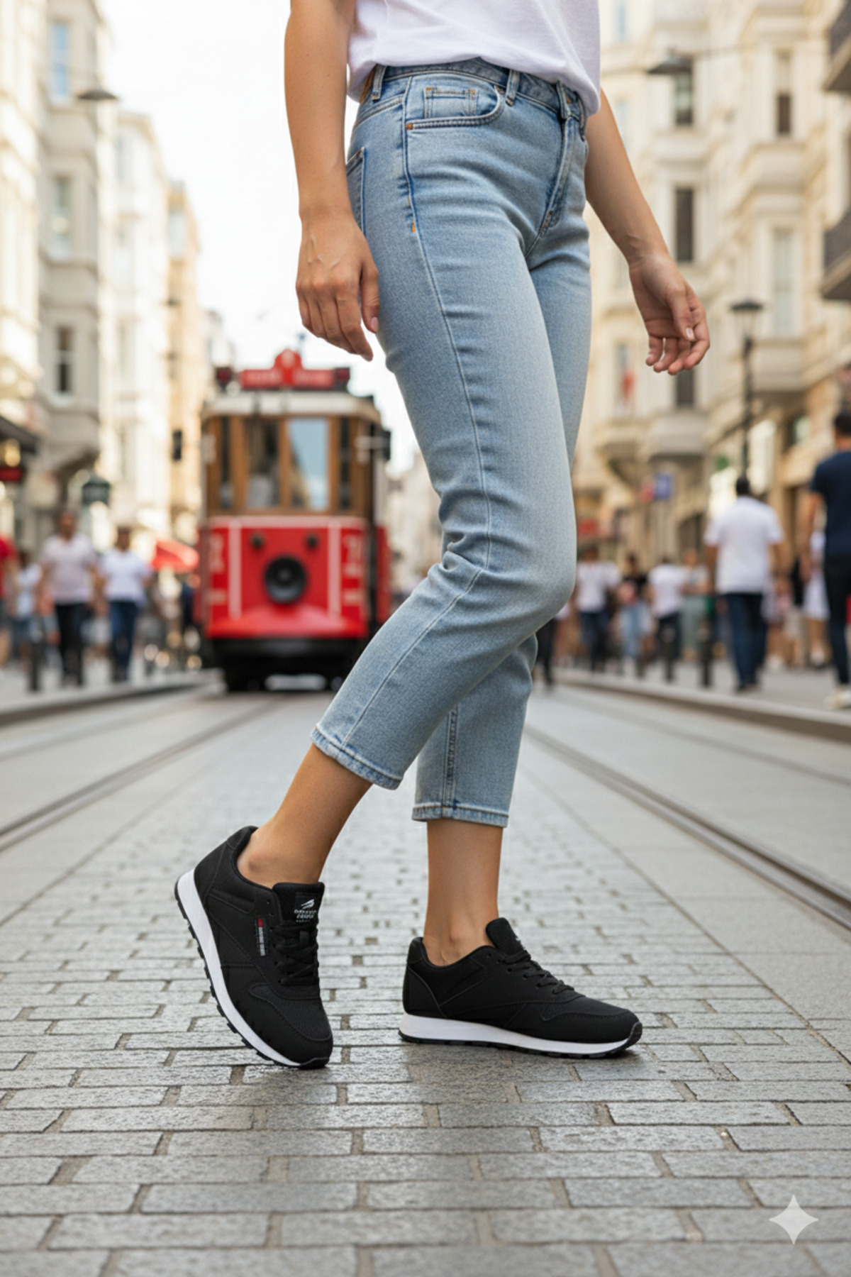 VELLINA Kadın Siyah Beyaz Bağcıklı Casual Rahat Taban Konforlu Yumuşak Yürüyüş Günlük Sneaker Spor Ayakkabı görsel 7