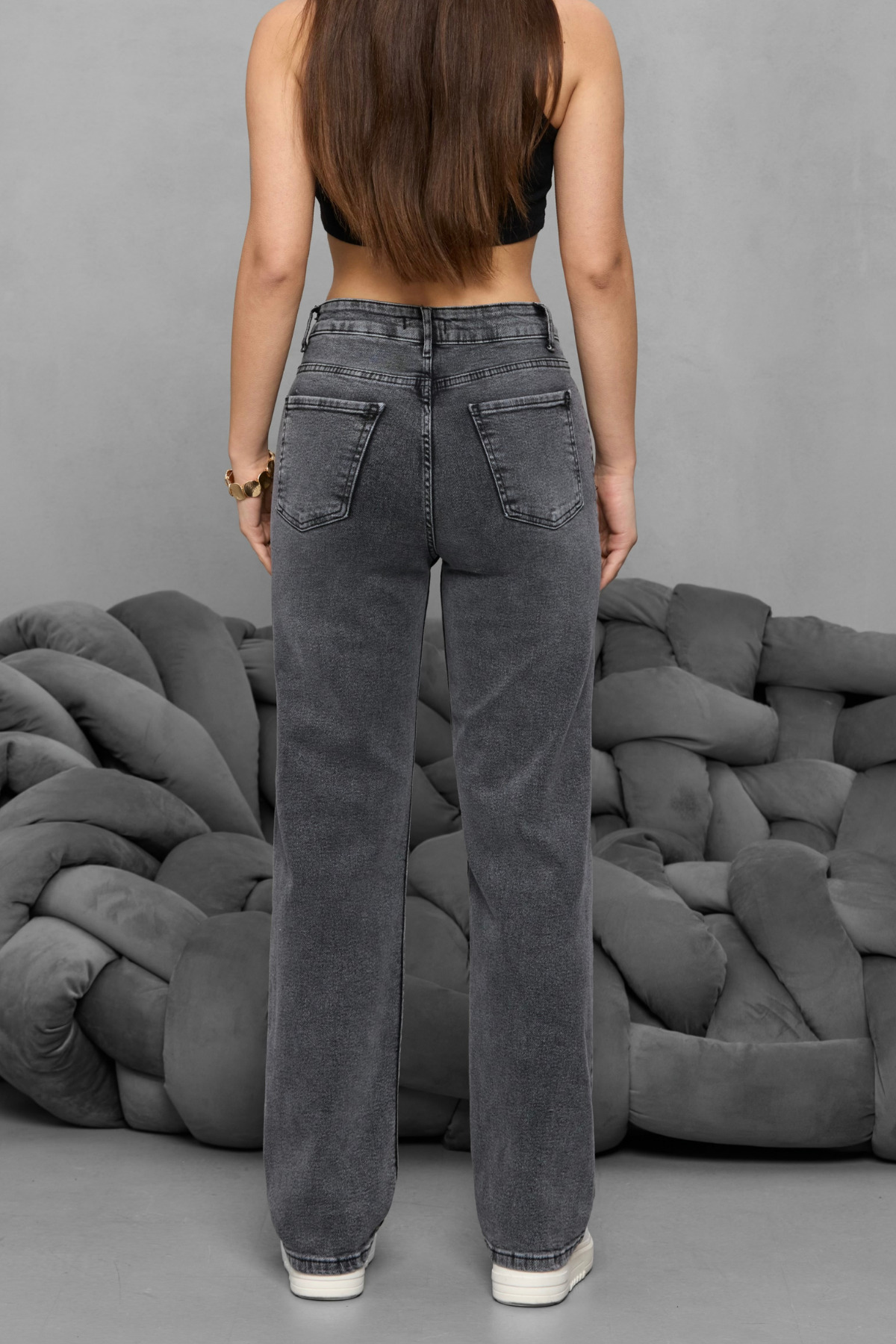 BİKELİFE  Kadın Yüksek Bel Boru Paça Straight Fit Jean - Görsel 4