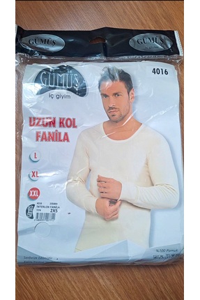 GÜMÜŞ Uzun Kollu Krem Renk Erkek Fanila %100 Pamuklu