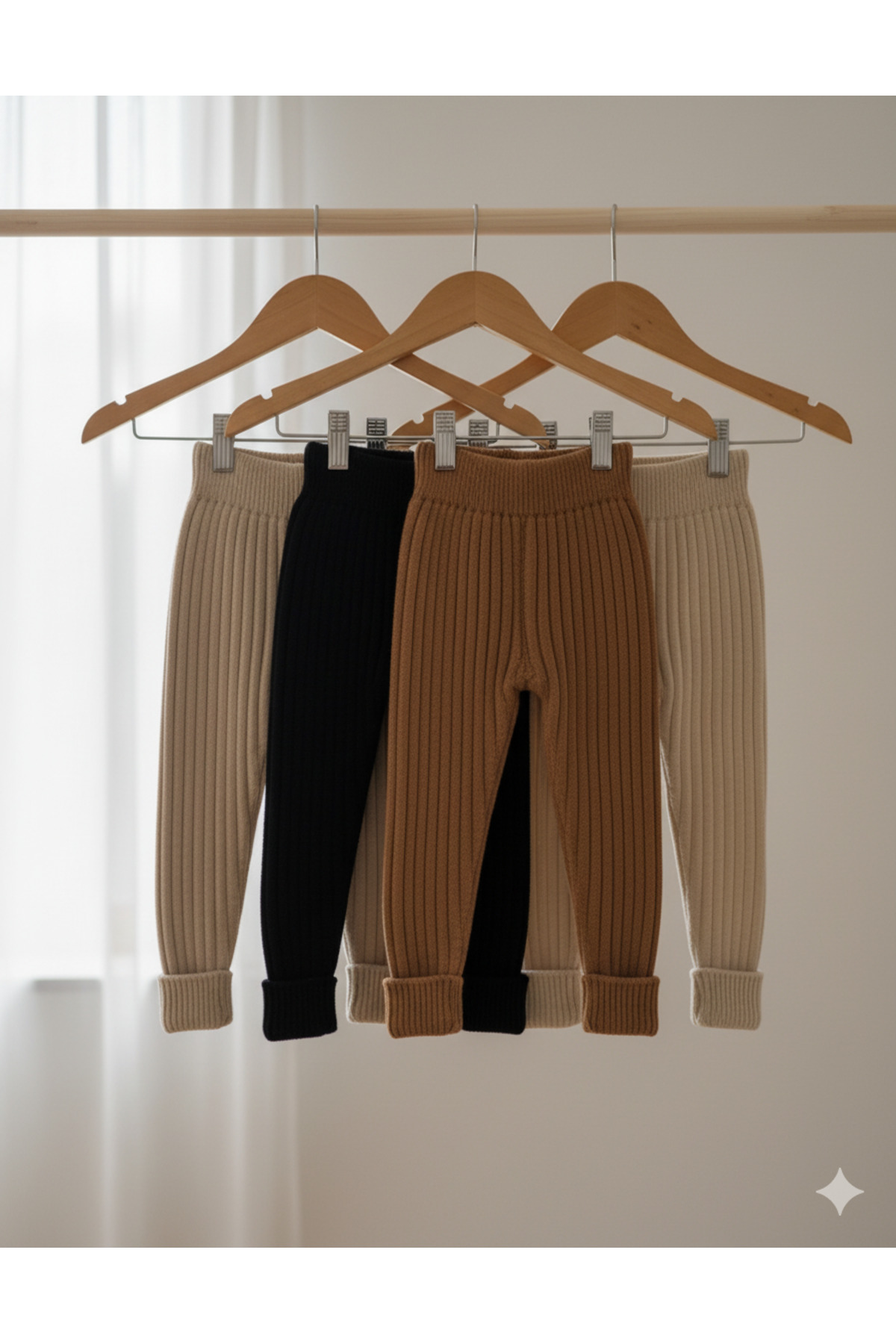 Nimini Kids Esnek, Yumuşak, Beli Lastikli, Paça Detaylı Kalın Triko Unisex Bebek Tayt (0-3 yaş) fotoğrafı 3 (önizleme)