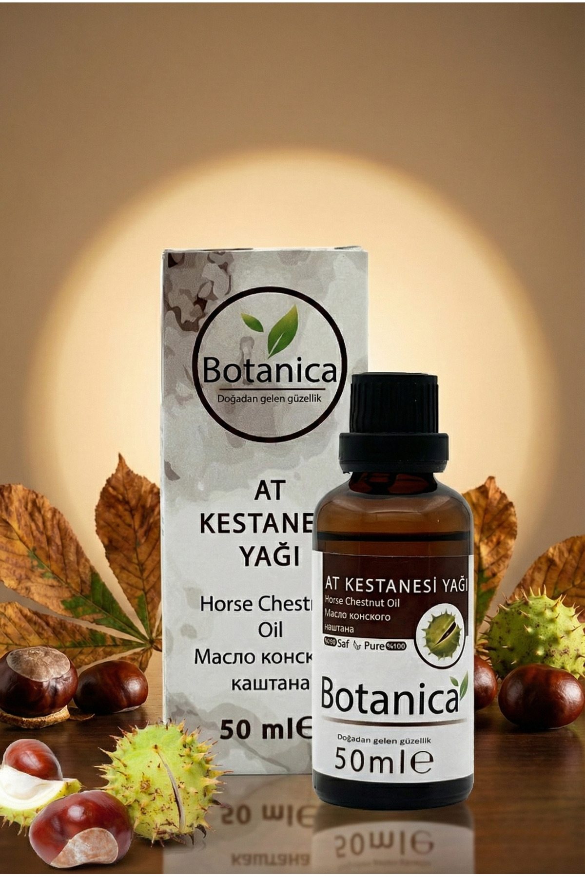 botanica At Kestanesi Yağı 50 Ml Doğal Masaj, Bacak Rahatlatıcı ve Cilt Ve Saç Bakımı