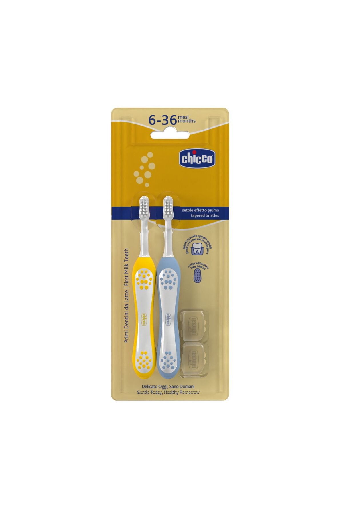 Chicco 2'Lİ DİŞ FIRÇASI 6-36 AY INDIGO MUSTARD fotoğrafı 6 (önizleme)