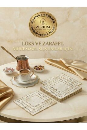 ZERİUM Premium 6’lı Kokteyl ve Kahve Altı Sunum Peçetesi Vintage Serisi