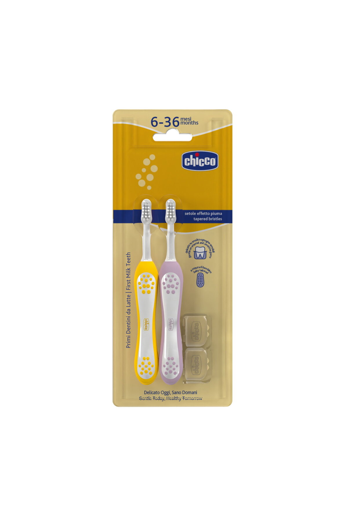 Chicco 2'Lİ DİŞ FIRÇASI 6-36 AY LILAC MUSTARD fotoğrafı 6 (önizleme)