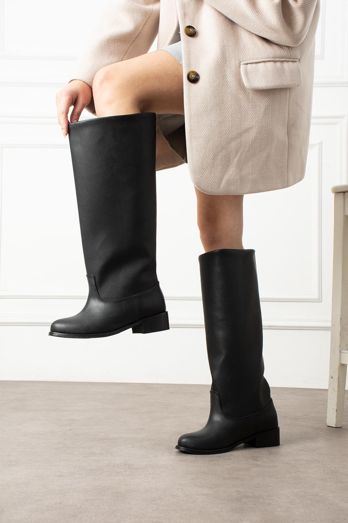 ZENNESHOES  Kadın Vera XL Kesim Cilt Çizme - Görsel 2