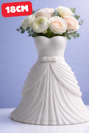 Genç 3D Elbise Tasarımlı Vazo | Zarif Gelinlik Model Çiçek Vazosu | Dekoratif...