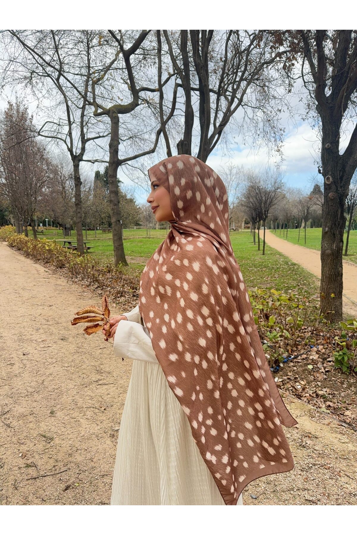 Mira İpek  Ceylan Bambi Desenli Pamuk Soft Şal ps202 - Görsel 8