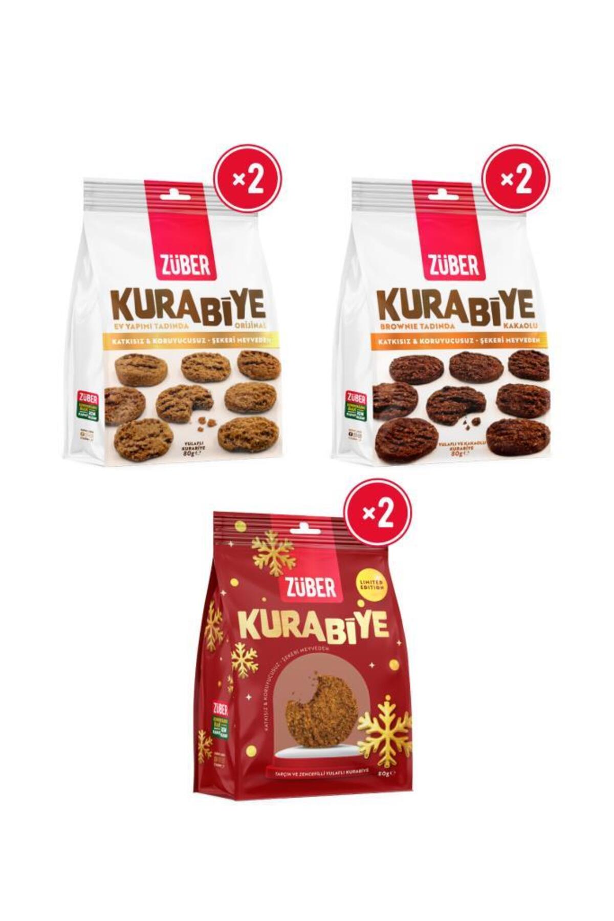 Züber Kurabiye Karma Deneme Paketi 80g x 6 Adet (Orijinal x2, Kakaolu x2, Zencefilli x2)