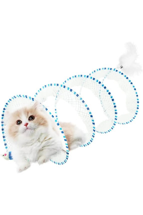 VitaBuddy Spiral Katlanabilir Kedi Tüneli Oyuncağı - Esnek Ve Fare Oyuncaklı