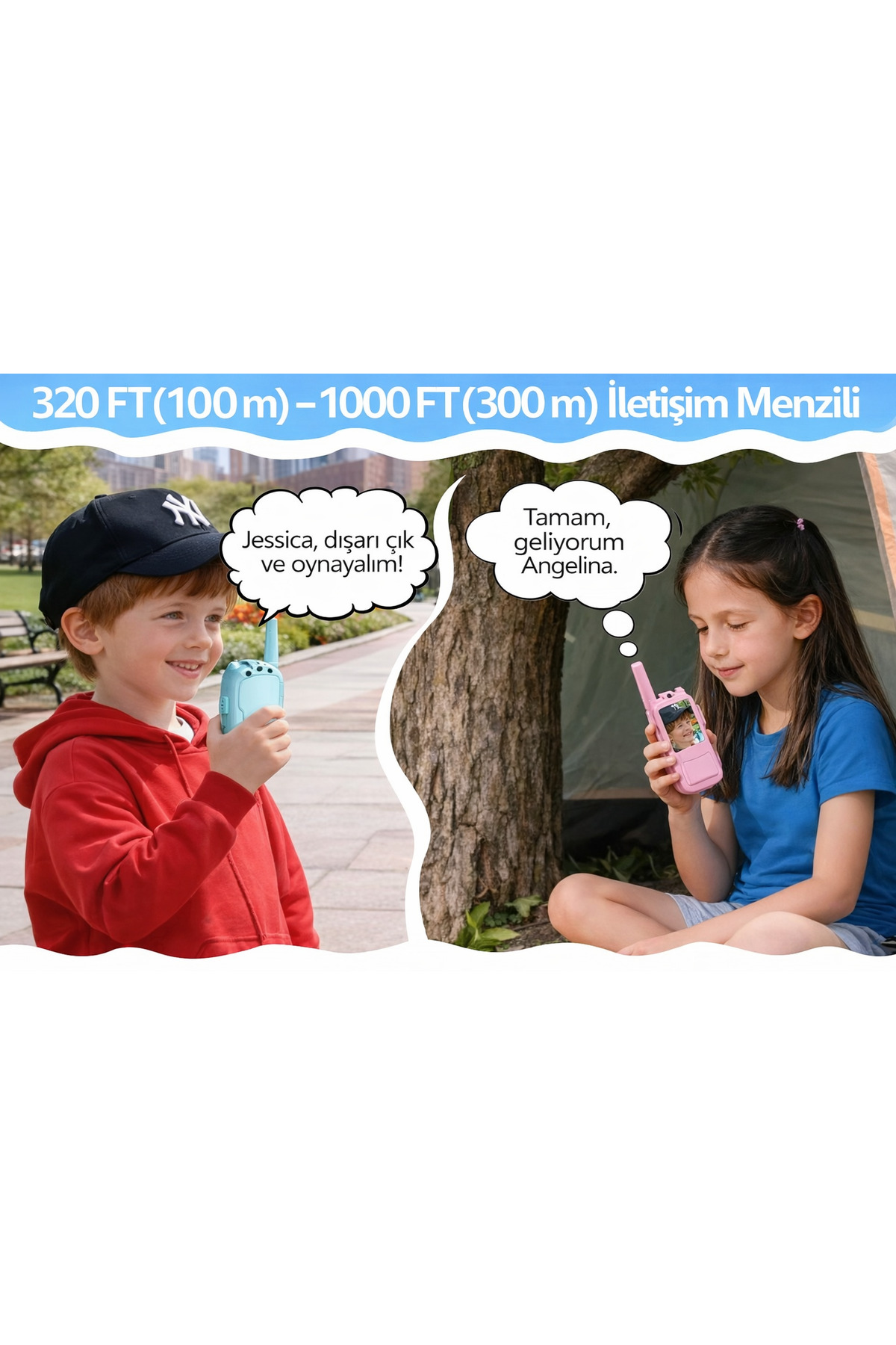 qasul Çocuklar İçin Görüntülü Telsiz 300 m Menzil Çocuklar İçin Eğlenceli ve Güvenli İletişim fotoğrafı 3 (önizleme)