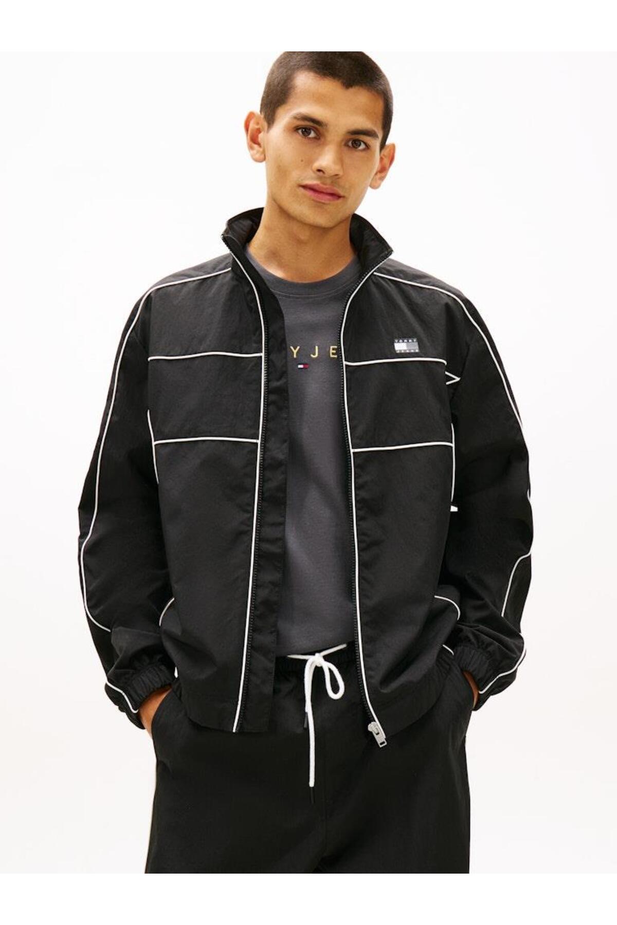 تامی هیلفیگر ژاکت پرچم جزئیات لوله کشی TJM