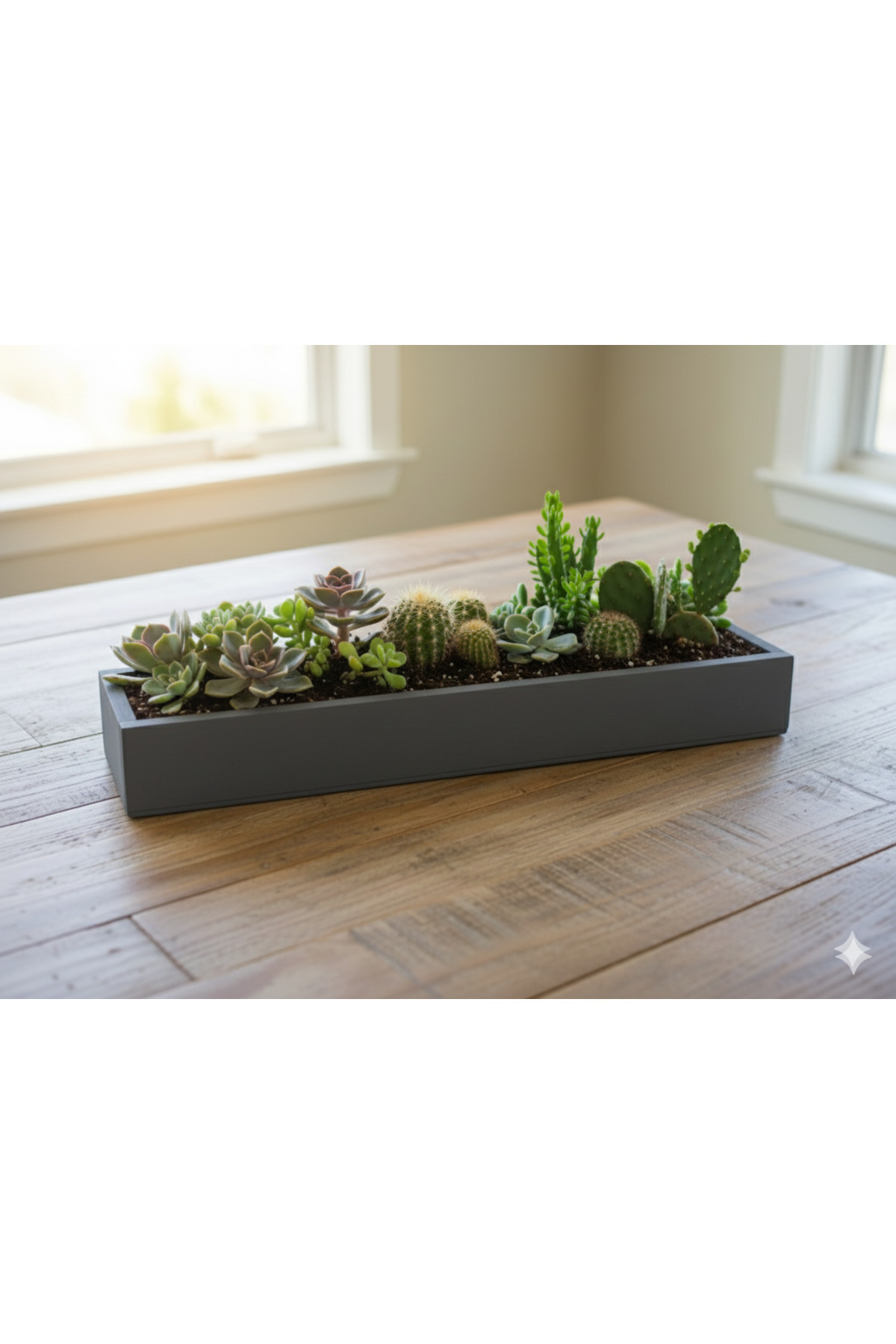 Wooden Decorative Flower Pot Anthracite Grey, Flower Pot for Cactus and Succulents, 50 cm tall