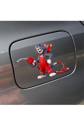 ÖZGÜL REKLAM Tom ve Jerry Araba Yakıt Deposu Kapak Etiketi