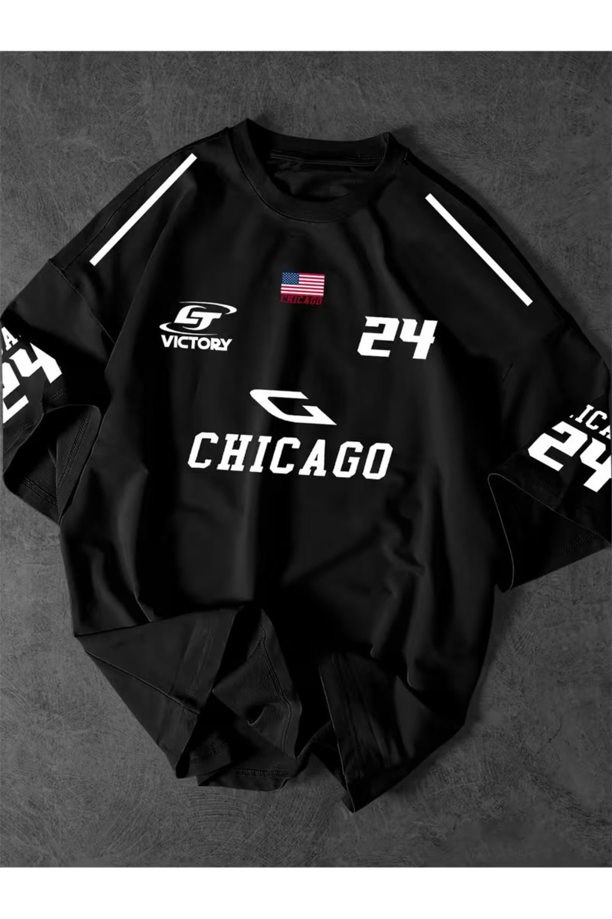 COMANCHERO  Unisex Chicago 24 Tasarım Baskılı Oversize T-shirt