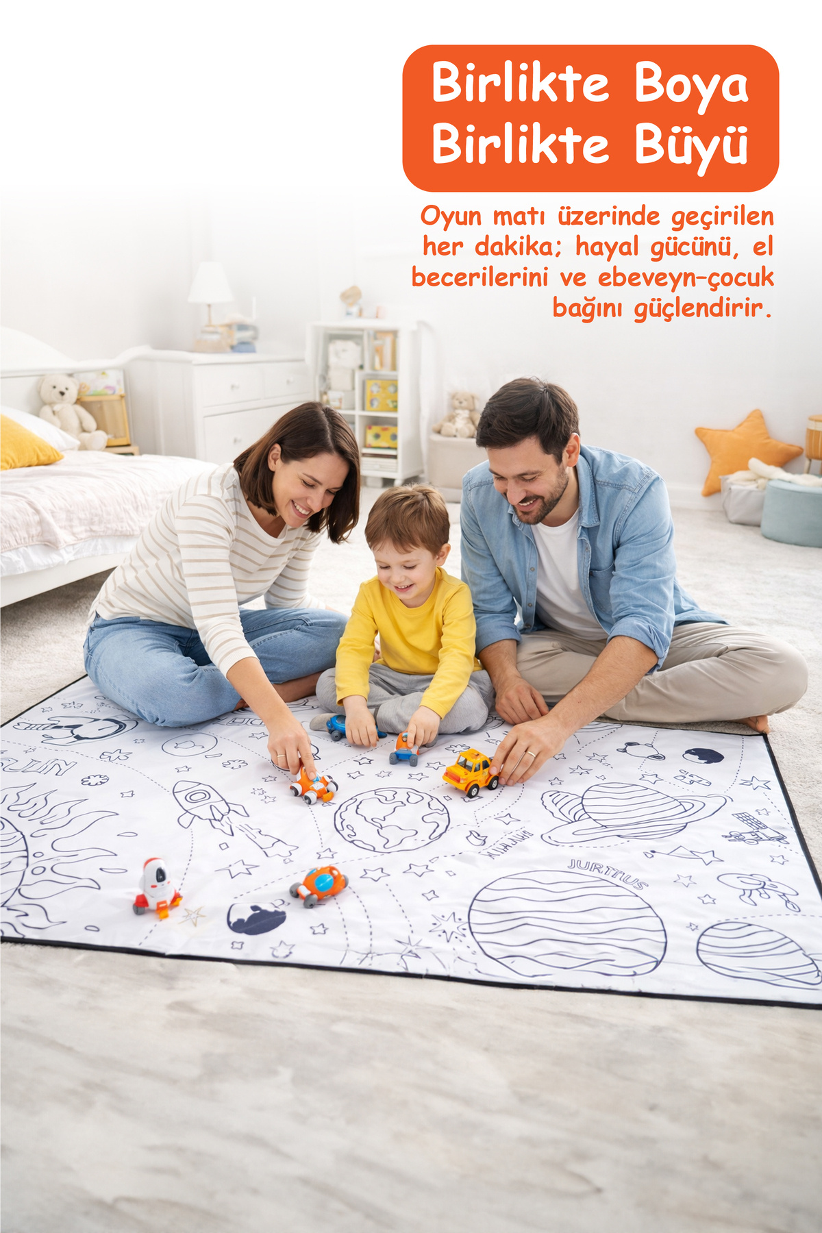 Viscofoam Uzay Temalı Boyama Oyun Matı 150x100 cm – Su İtici, Makinede Yıkanabilir, Tekrar Boyanabilir Halı fotoğrafı 5 (önizleme)