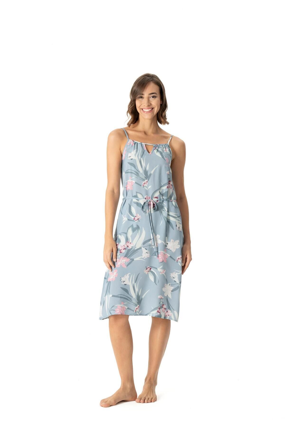 U.S. Polo Assn. Kadın Askılı Yaka %100 Viskon Gecelik - Mint - ARSNO17L04B8-RM