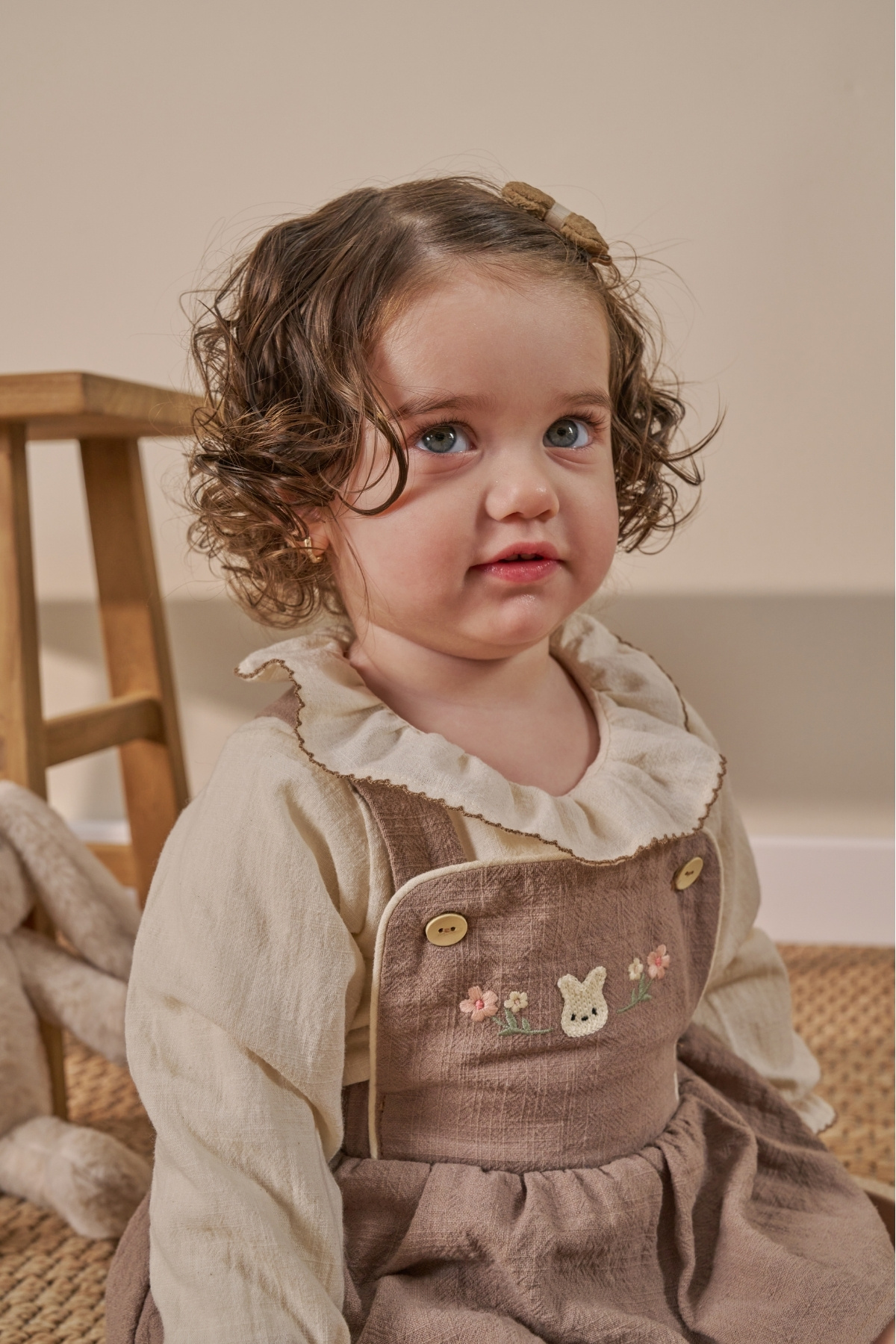 Minipodyum Gömlekli Nakış Detaylı Bayramlık Kız Bebek Salopet Elbise fotoğrafı 7 (önizleme)