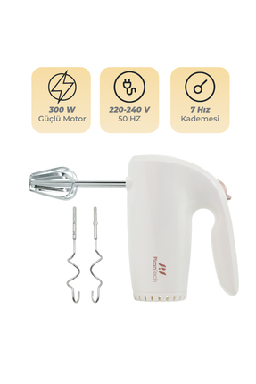 PiranTech YH-307 - 7 Kademeli Pratik El Mikseri - Paslanmaz Çelik Aparatlı