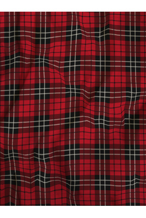 Vagonik Kırmızı Ekose Dijital Baskılı Döşemelik Koltuk Kumaşı Esneme ve solma...