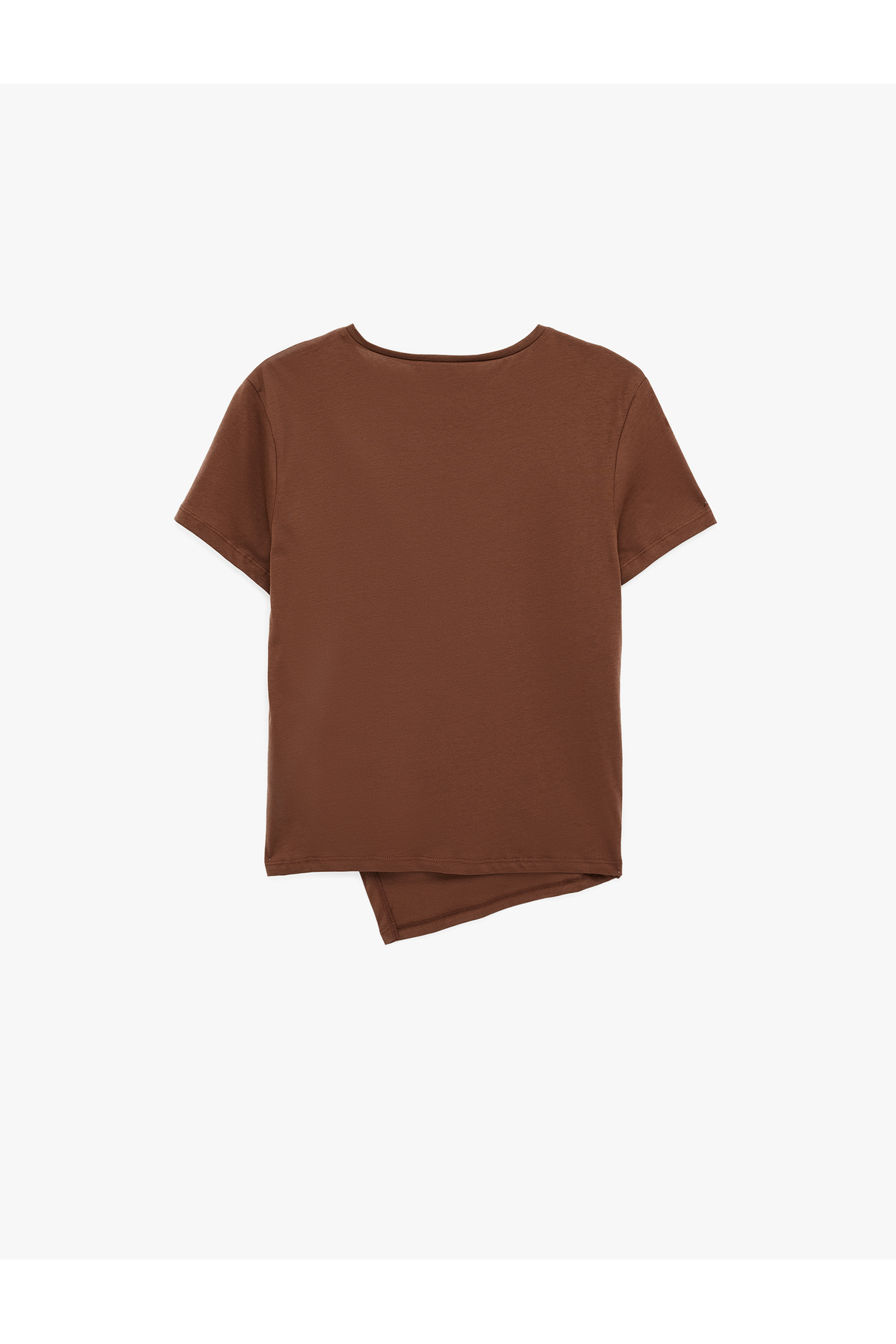 Koton Ön Yırtmaç Detaylı Kahverengi Kadın T-Shirt 6SAL10129IK görsel 4