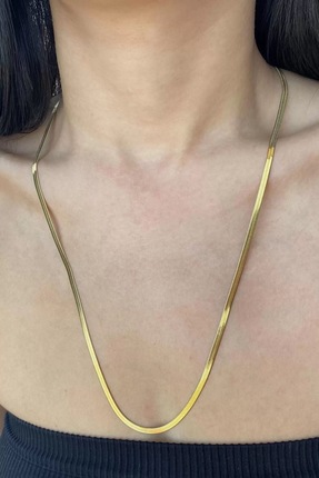 Ebijuteri Lüks İtalyan Zincir Gold Çelik Kolye - Suya Dayanıklı Antialerjik P...