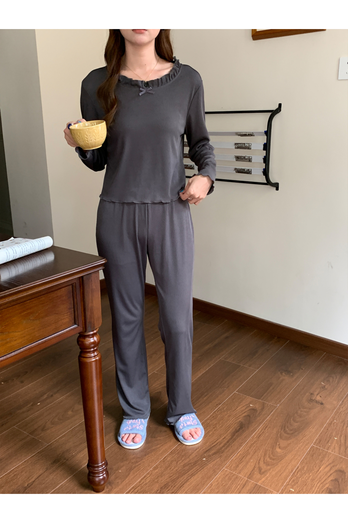 Take Two By Styli Ruffled Trim Top and Pyjama Set