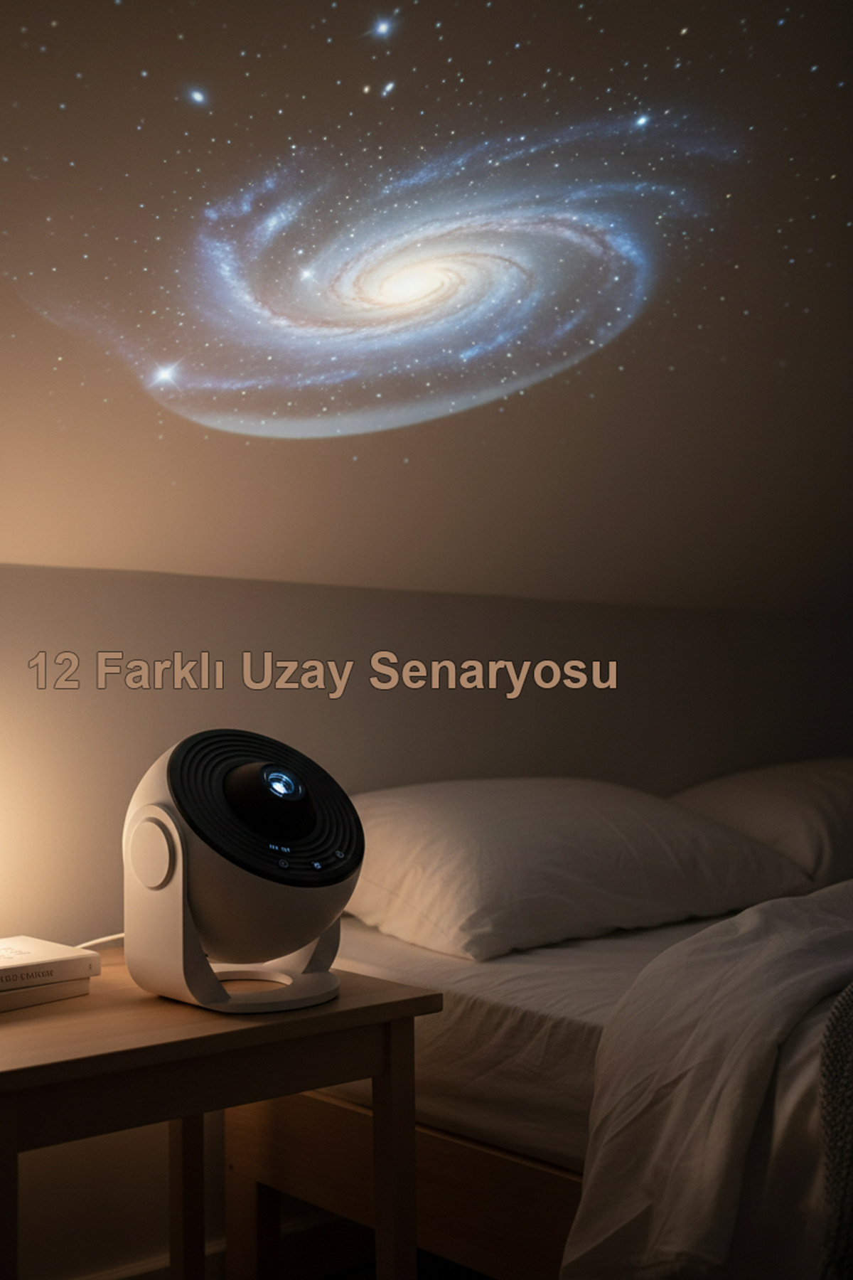 Tekvora Gezegen Gece Tavan Projektörü, 12 Film Diskli HD Yıldız ve Galaksi Projeksiyon Lambası fotoğrafı 2 (önizleme)