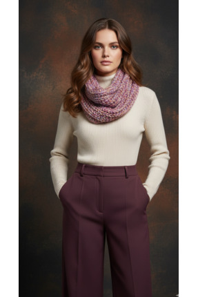 SİSTEM PELUŞ Kadın Renkli Zarif Sıcak Dokulu Örgü Boyunluk-Sonbahar ve Kış St...