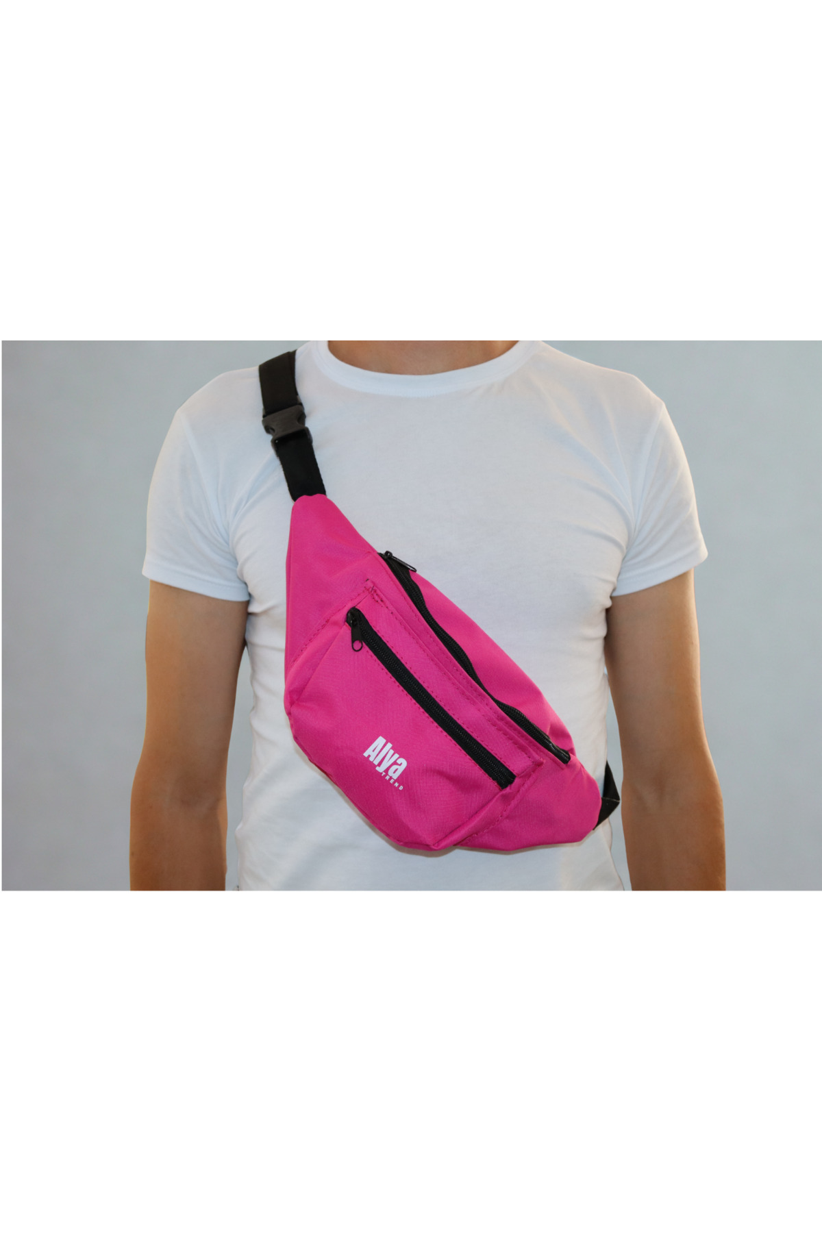 ÇANTA Unisex Pembe Yandan Çapraz Göğüs ve Bel Çantası