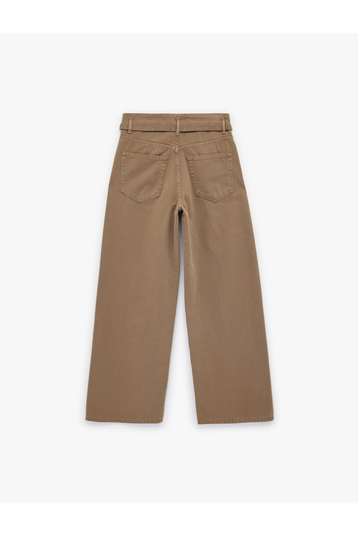 Koton Pamuklu Yüksek Bel Kemerli Geniş Paça Pantolon - Wide Leg Jeans görsel 3