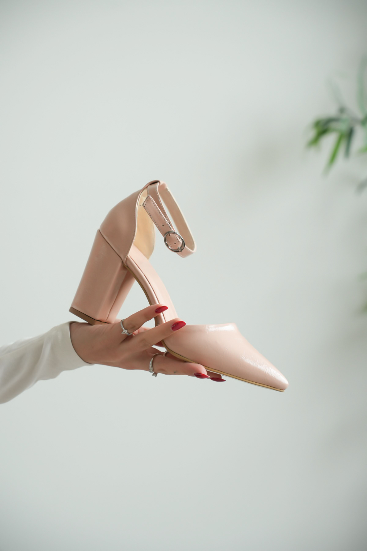 NOCTA SHOES PRENSES PUDRA PEMBE rugan topuklu ayakkabı görsel 3