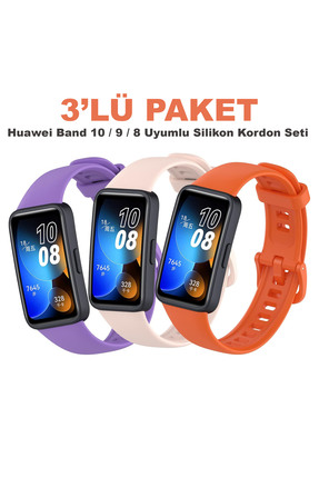 Dexmon Huawei Band 10 / 9 / 8 Uyumlu 3'lü Paket Tokalı Silikon Kordon Seti - ...