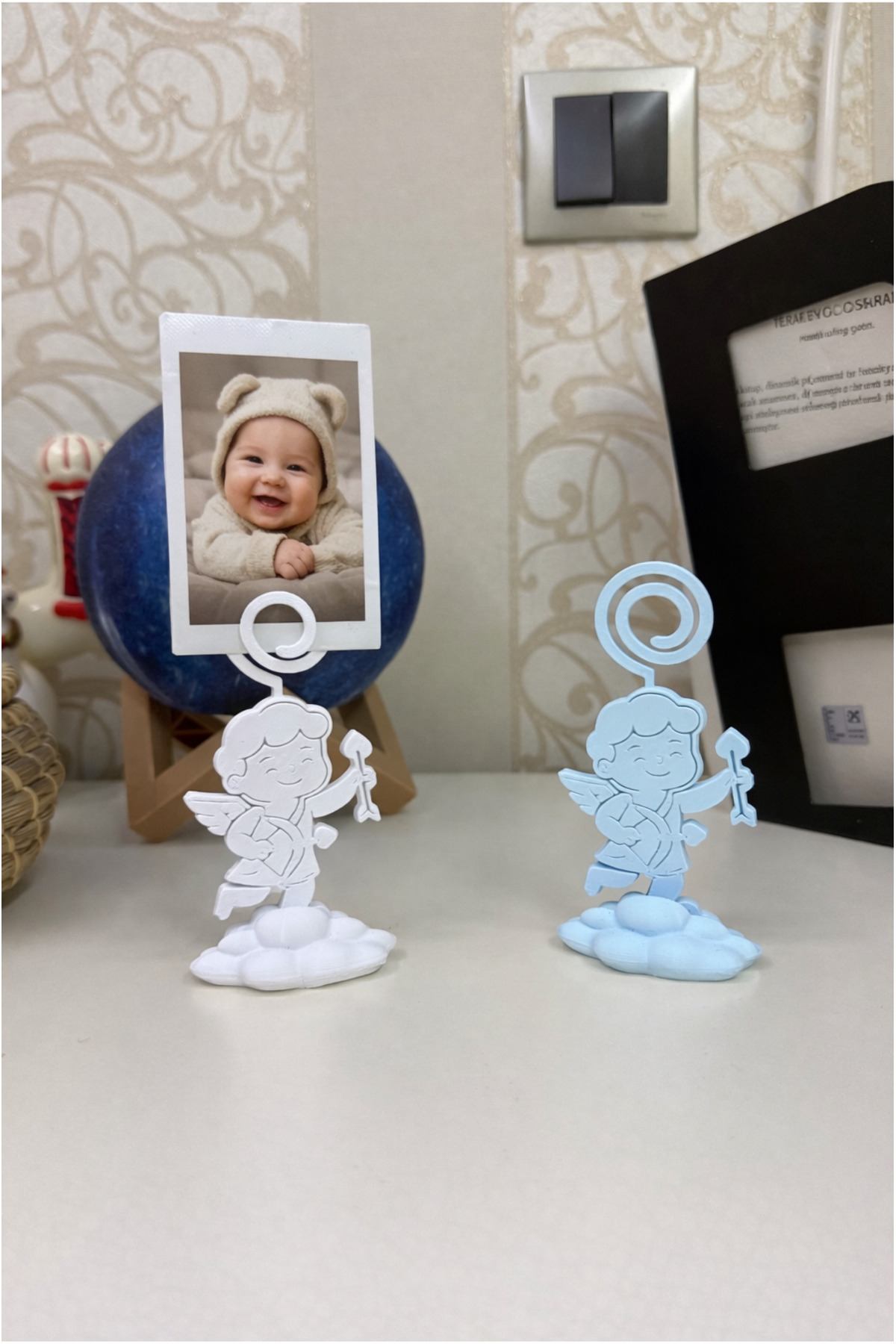 hobier 2 Adet Beyaz, Mavi Fotoğraf Tutucu, Bebek Odası, Tatlı Dekor, Hatıra, Not Tutucu fotoğrafı 5 (önizleme)