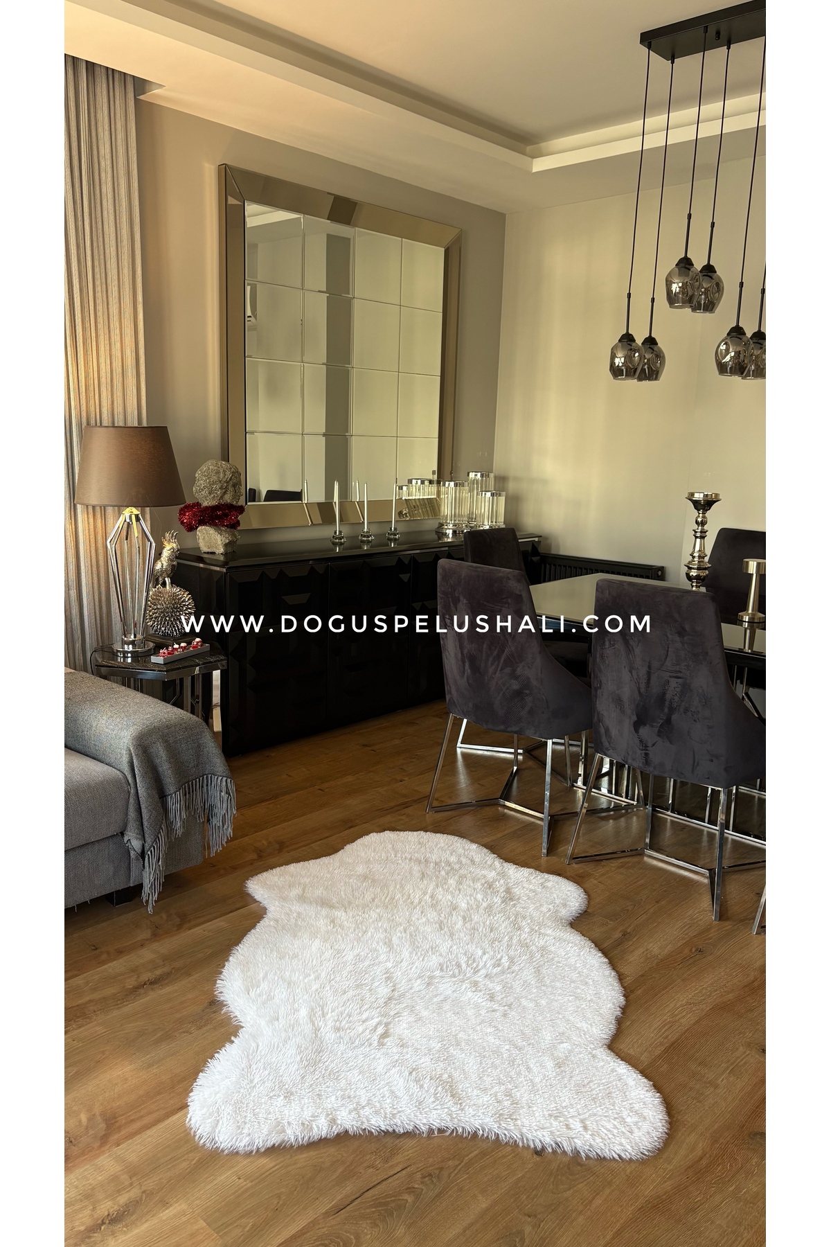 Rabbit White Soft Textured Plush Rug Single Head Skin