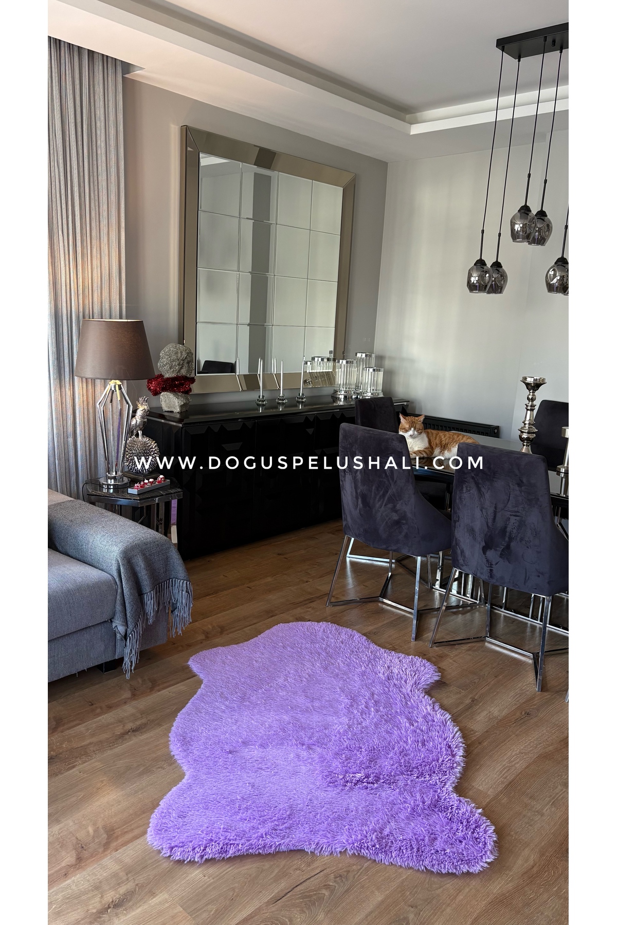 Rabbit Lilac Soft Textured Plush Rug Single Head Skin