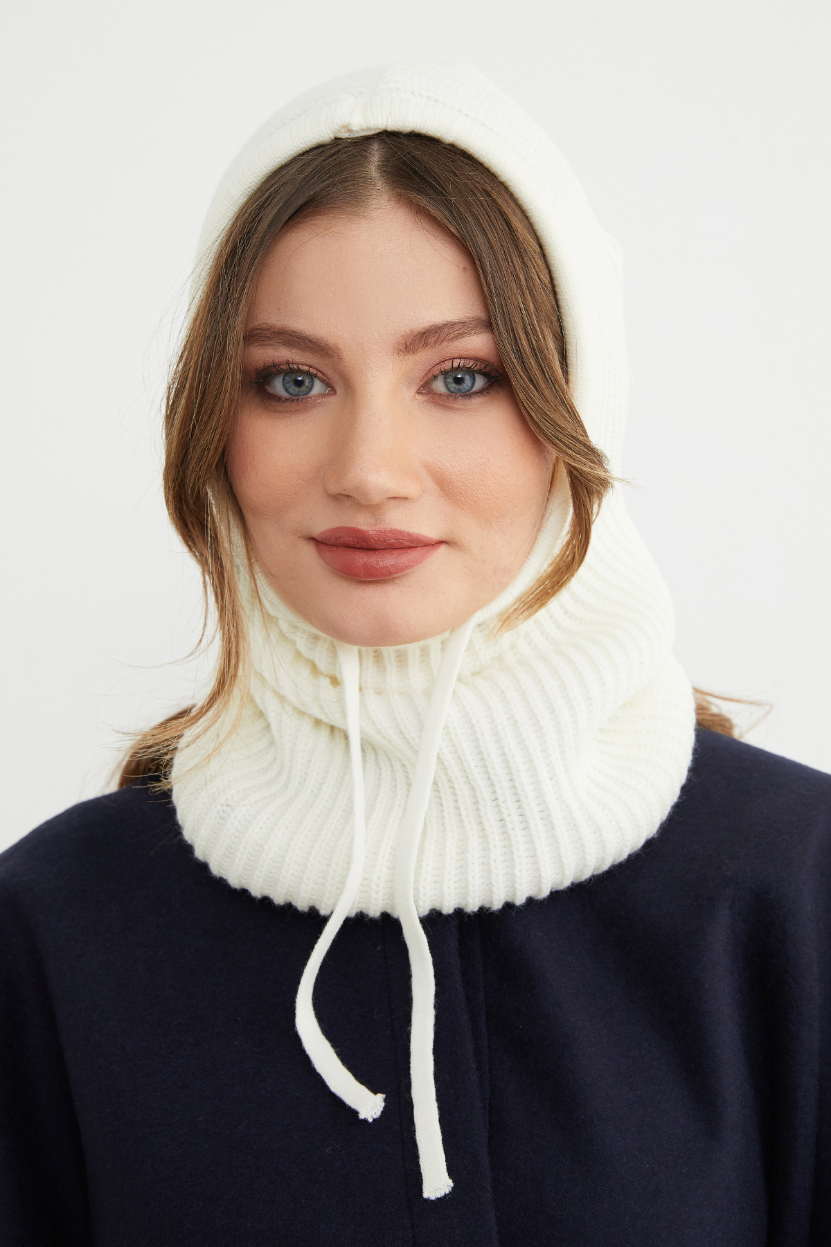 Fulla Moda Basic Bağcıklı Triko Balaklava Bere görsel 2