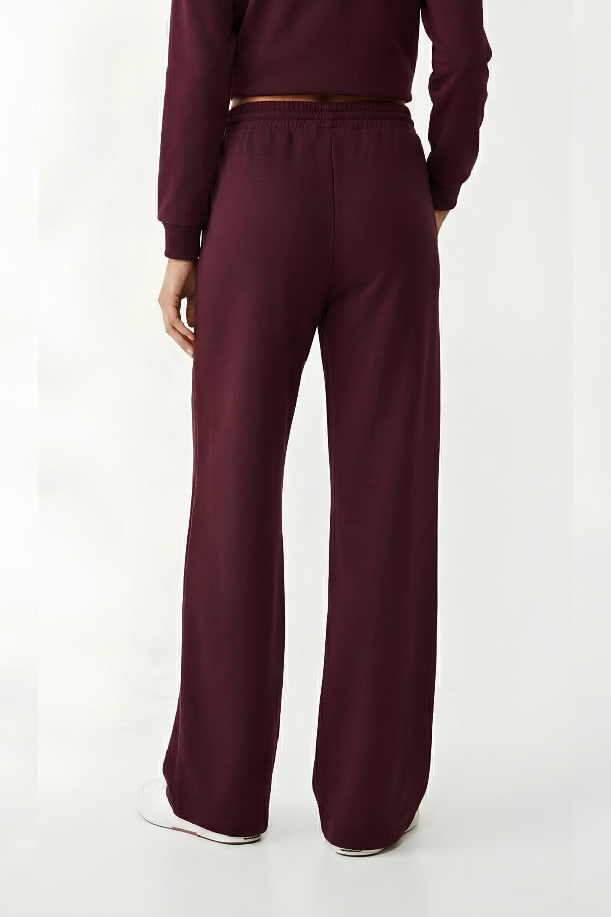 VODENS  Bordo Yumuşak Dokulu Palazzo Pantolon - Görsel 3